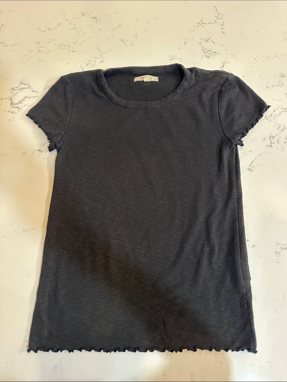 Madewell Black Tee with Lettuce Hem